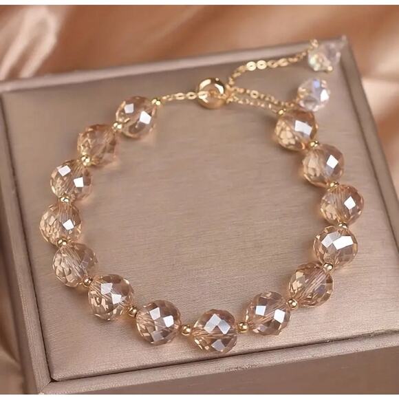 Jewelry - Delicate Champagne Crystal Beads Bracelet, Versatile Easy-to-wear, Casual Gift